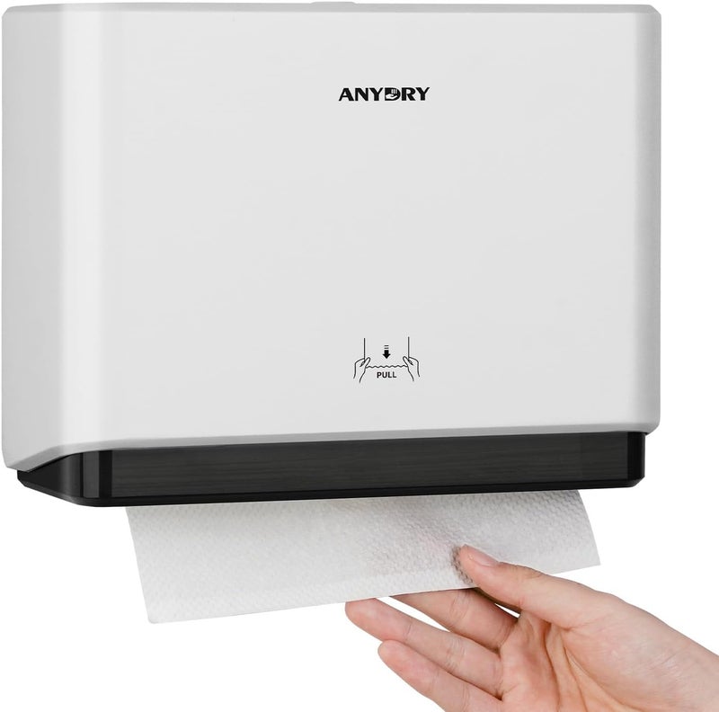anydry 200-Sheet Wall-Mounted Paper Towel Dispenser, Fits Multi-Fold Towels up to 10x3.1 Inches, Perfect for Home & Business (White) - Image 1